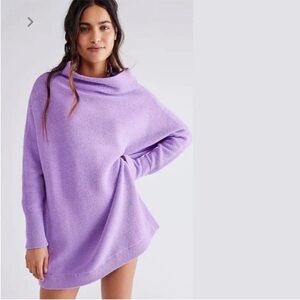 Free People slouchy oversized Ottoman Tunic Sweater purple lavender size large